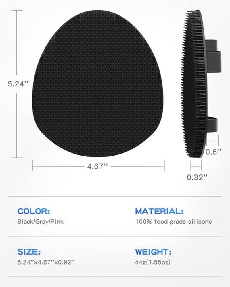 Manmihealth Silicone Back Scrubber(Thick Bristles) & Soft Bath Glove Set, Super-Exfoliating Body Scrubber & Super-Lathering Shower Brush Combination, with a Free Hook.(Black)