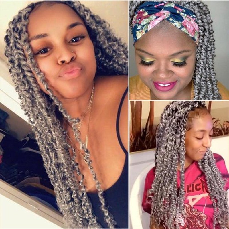 Grey Passion Twist Hair 18 Inch 6packs Gray Water Wave Braiding Hair for Butterfly Locs Passion Twists Long Bohemian Protective Hair Extensions (18 Inch, 6packs, Grey#)