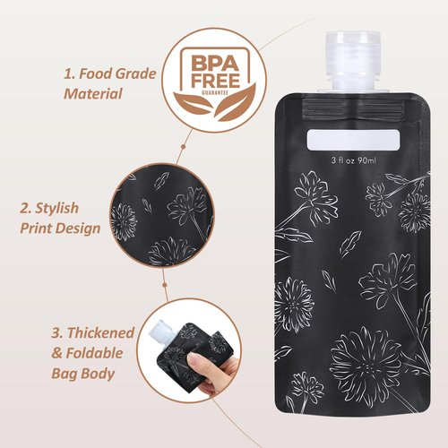 PACKISM Travel Containers for Toiletries - 15 Pack Leak Proof 3oz TSA Approved Travel Pouches, Stand Up, Slim & Lightweight Design, Space Saving, Pack More Shampoo Conditioner Lotion Body Wash
