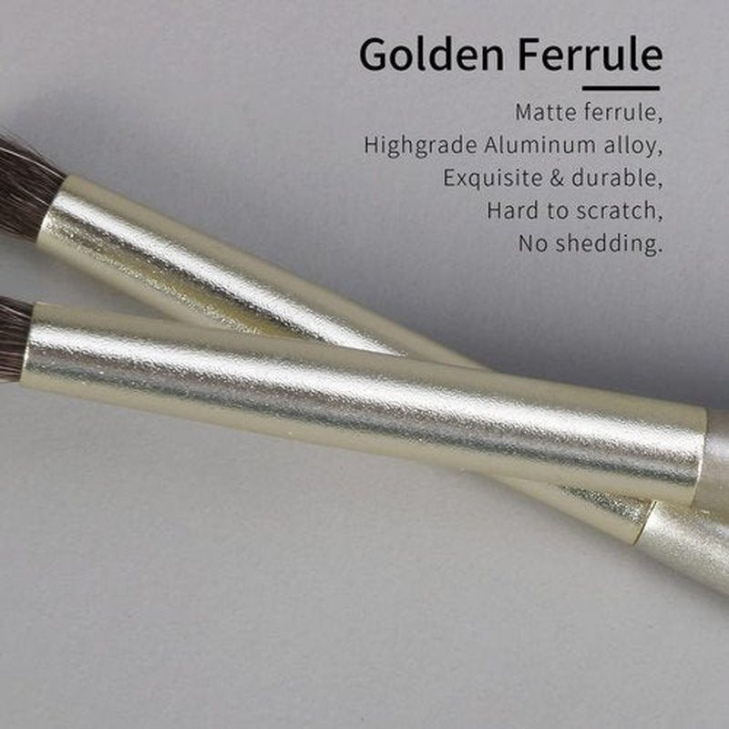 Natural Pony Hair Eye Shadow Brush, ENZO KEN Small Detail Eyeshadow Brush, Detailing Eye Shadow Brush, Mini Eye Smudge Brush, Corner Eyeshadow Brush, Eye Brushes, Eyeshadow Blending Brush. Gold, E204S