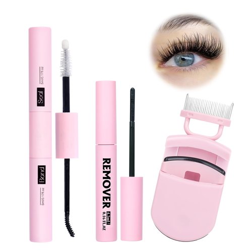 Lash Bond and Seal and Remover and Pro Eyelash Curlers with Eyelash Separator Comb Kit Strong Hold Long Lasting Bond and Seal Lash Glue and Gentle Cluster Lashes Remover and 2 in 1 Lashes Curler