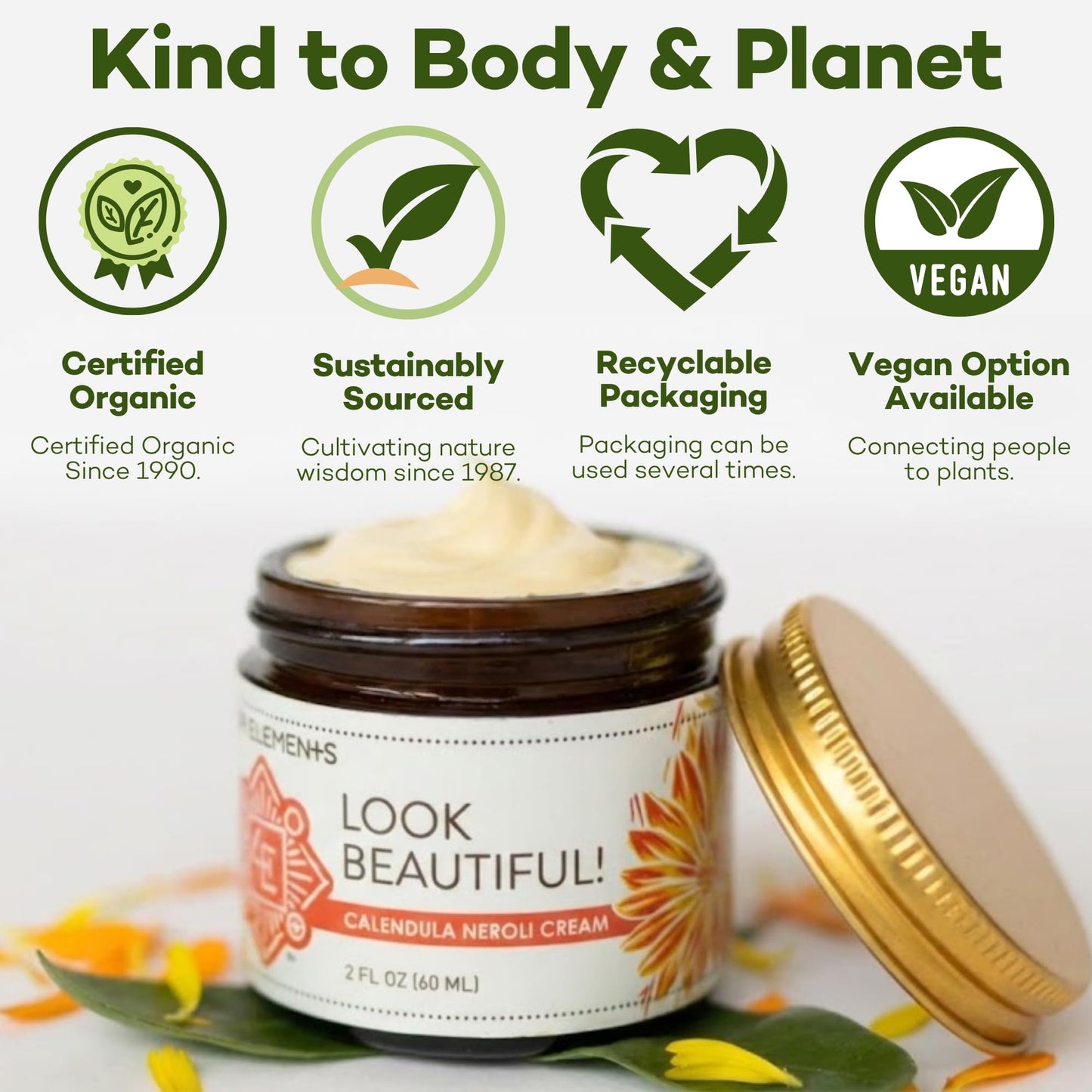 Four Elements Calendula Neroli Face Cream 2oz | Organic Moisturizer