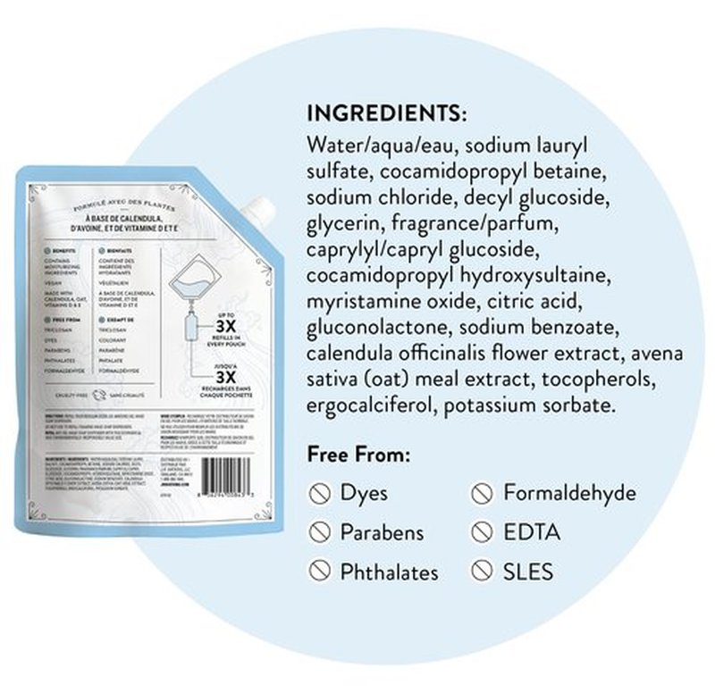 J.R. Watkins Gel Hand Soap Refill, Moisturizing Hand Wash, All Natural, Alcohol-Free, Cruelty-Free, USA Made, Ocean Breeze, 34 Fl Oz, 3 Pack