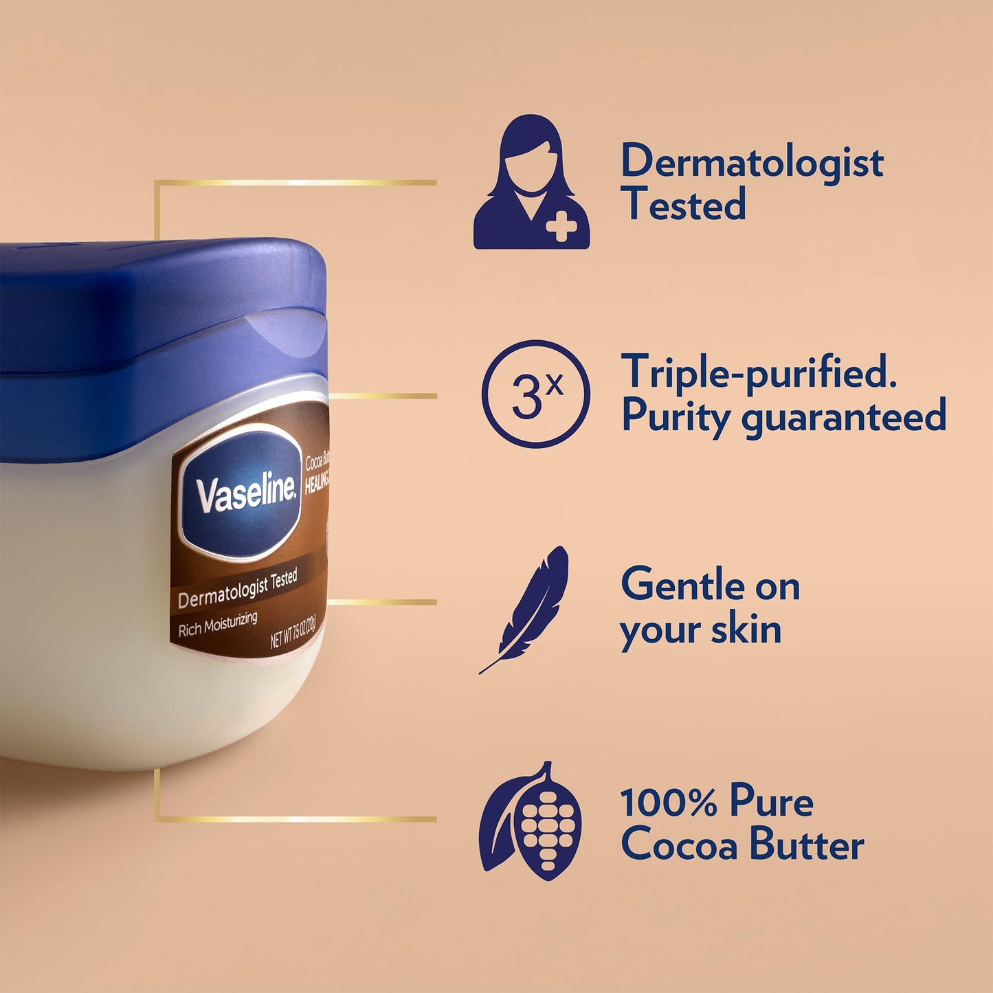 Vaseline Original & Cocoa Butter Healing Jelly Travel-Size Variety 2-Pack – Rich Moisturizing Ointment, Skin Protectant for Soothing Cracked, Dry Skin, 1.75 Oz Ea
