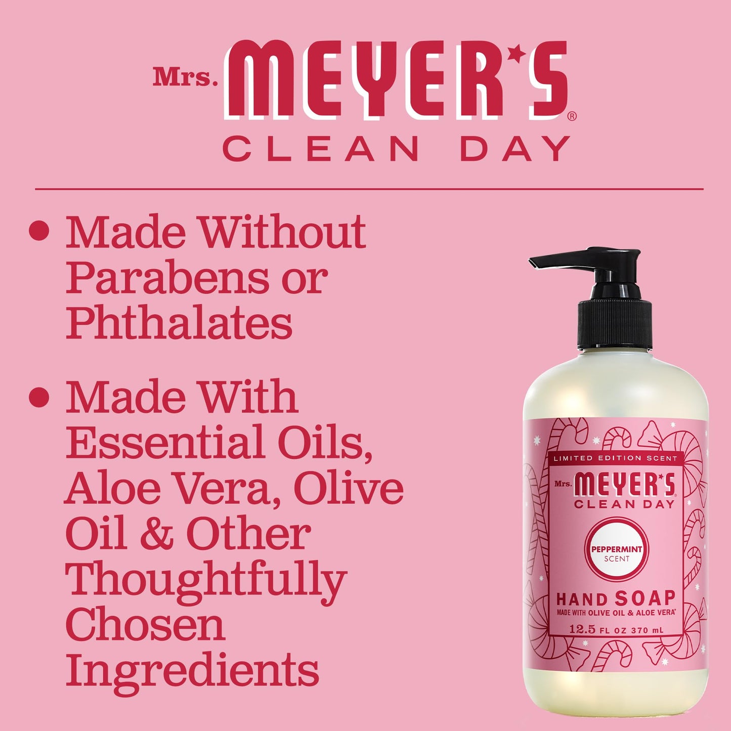 Mrs. MEYER'S CLEAN DAY Variety, 1 Liquid Hand Soap, 12.5 OZ, 1 Liquid Dish Soap, 16 OZ, 1 CT (Peppermint)