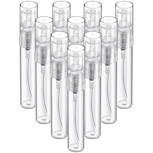 Fandamei Mini Spray Bottle, 10 Pack 5ml Mini Plastic Spray Bottle Empty, Fine Mist Refillable Mini Perfume Bottle, Perfume Atomizer, Small Sample Containers, Plastic Portable Travel Bottle, Clear