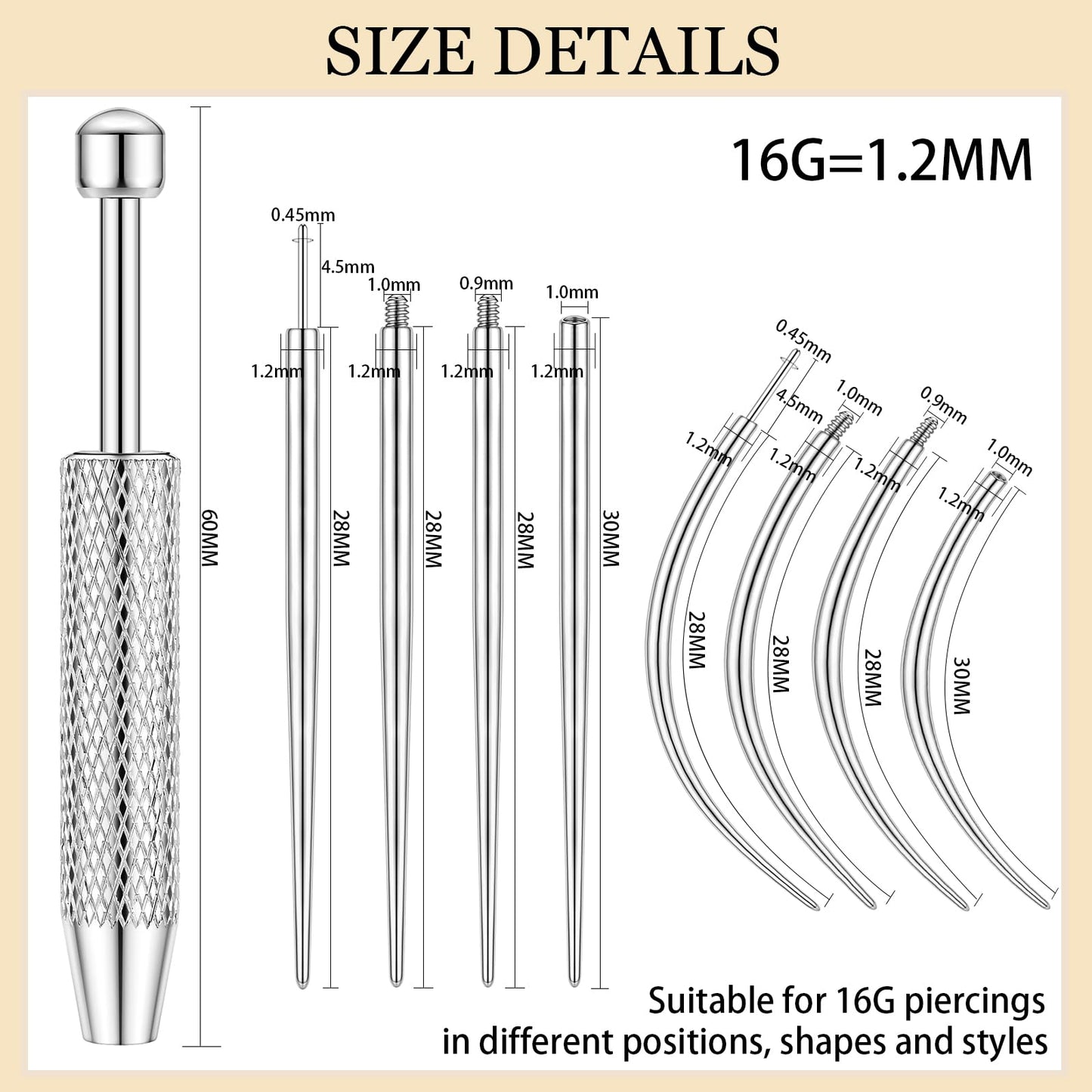 LORACOXS Piercing Taper Insertion Tool Piercing Ball Grabber Tool Kit 14G 16G 18G 20G Body Piercing Changing Tool Internal/External Threaded/Push In Piercing Threader Tool for Ear/Nose/Navel/Lip