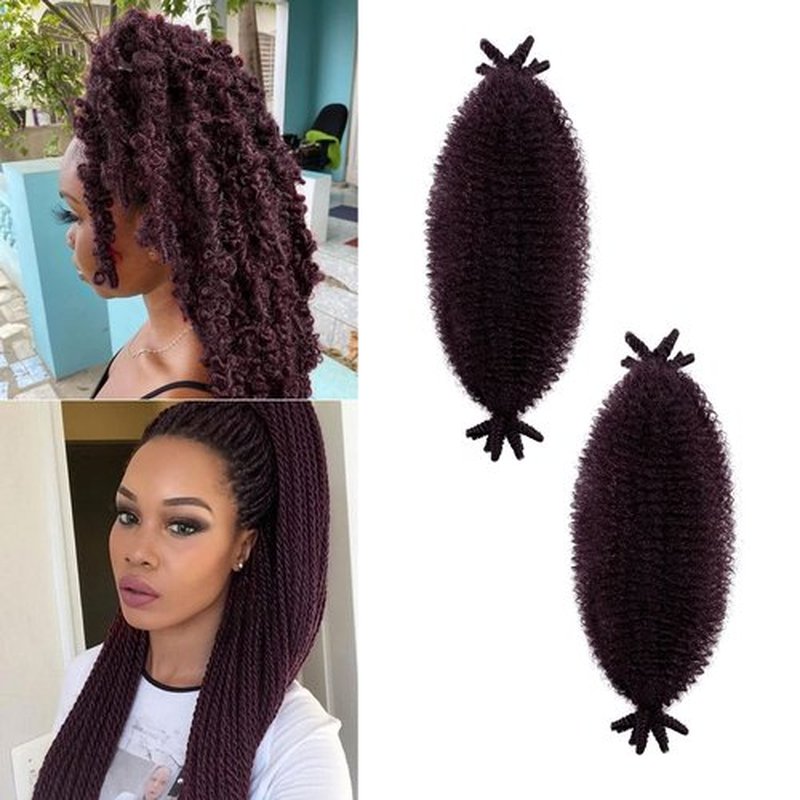 Springy Twist Hair, Hairro Passion Twist Crochet Hair, Pre Separated Afro Twist Braiding Hair 16 Inch, Burgundy Wrapping Hair for Soft Locs Synthetic Hair Extension for Black Women, 2 Packs #99J