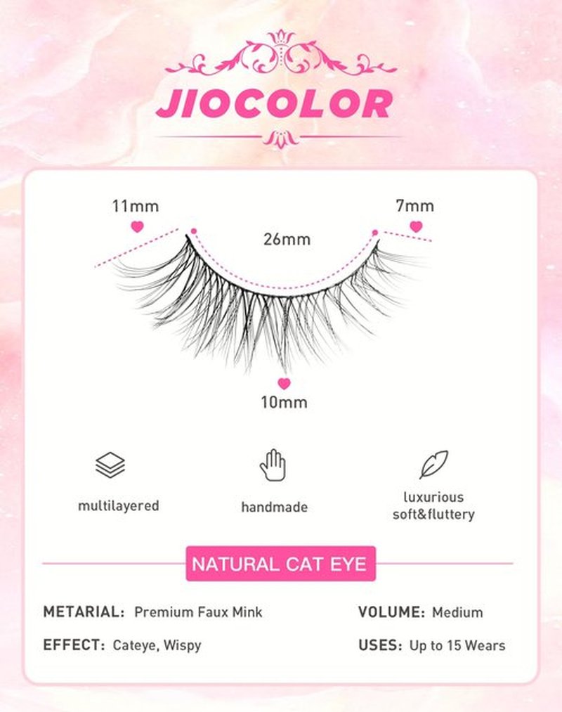 Wispy Lashes That Look Like Extensions Natural Cat Eye False Lashes Volume Reusable False Eyelashes Natural Look 11 mm 10 Pairs D8