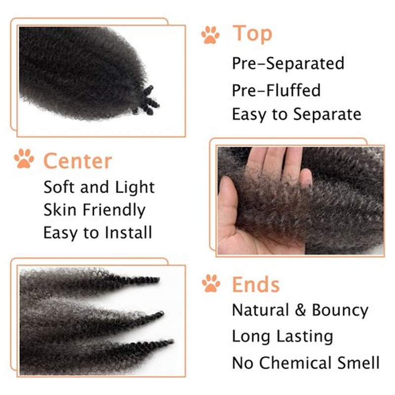 Afro Twist Hair 12inch 3 Packs Springy Afro Twist Hair for Twist Soft Locs Synthetic Pre Fluffed Marley Twist Braiding Hair for Women (12 Inch (Pack of 3), 4#)