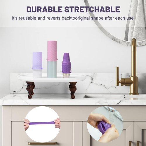 Mrsdry Bottle Covers for Travel, Elastic Sleeves for Leak Proofing, Travel Size Container Silicone toiletry sleeves, Leak Locks Travel Accessories for Shampoo Conditioner Wash Body Bottles (8pack)