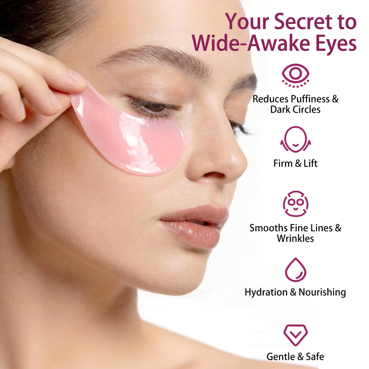 AveCera 70Pcs Caffeine Peptide Under Eye Patches for Dark Circles Puffiness, Gel Eye Masks with Rose Essence Hyaluronic Acid Niacinamide Anti Wrinkle & Fine Lines Hydrating & Cooling for Men & Women