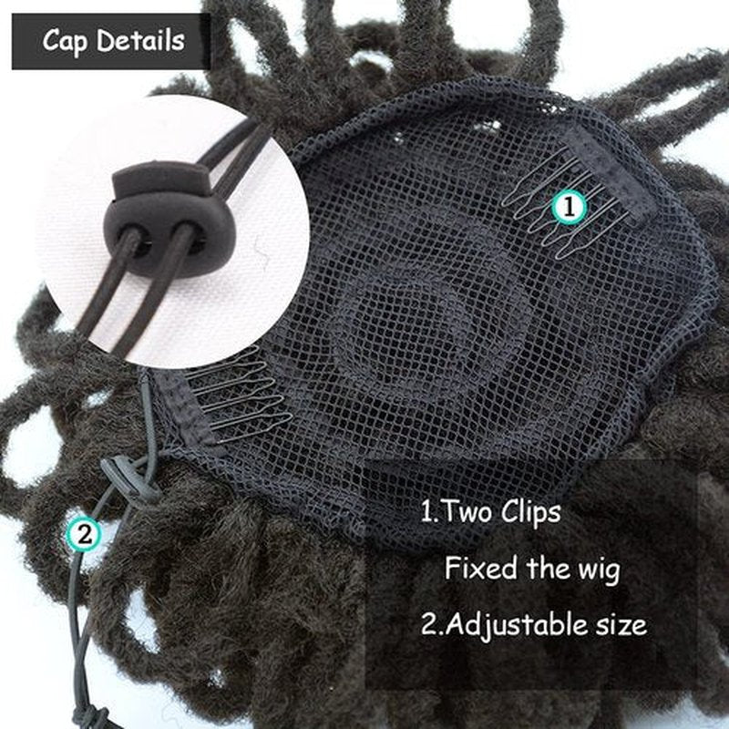 Dreadlocks Bun Afro Puff Drawstring Ponytail Hair Chignon Nu Locs Braids Buns Hairpiece Synthetic Clip in Hair Extensions for Black Women(2#)