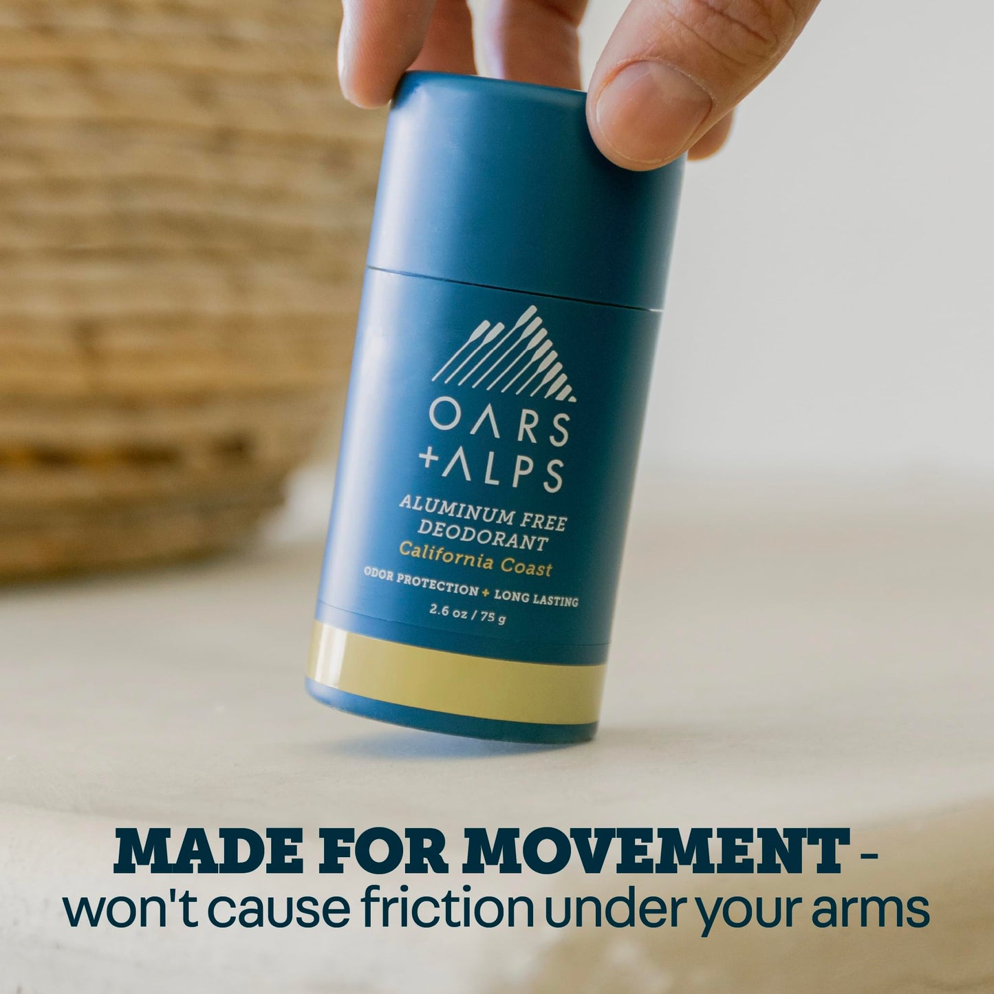 Oars + Alps Aluminum Free Deodorant for Men | Long Lasting Odor Protection, Clear & Free of White Residue, Anti-Chafing Smooth Glide, Dermatologist Tested, California Coast, 1pk, 2.6oz