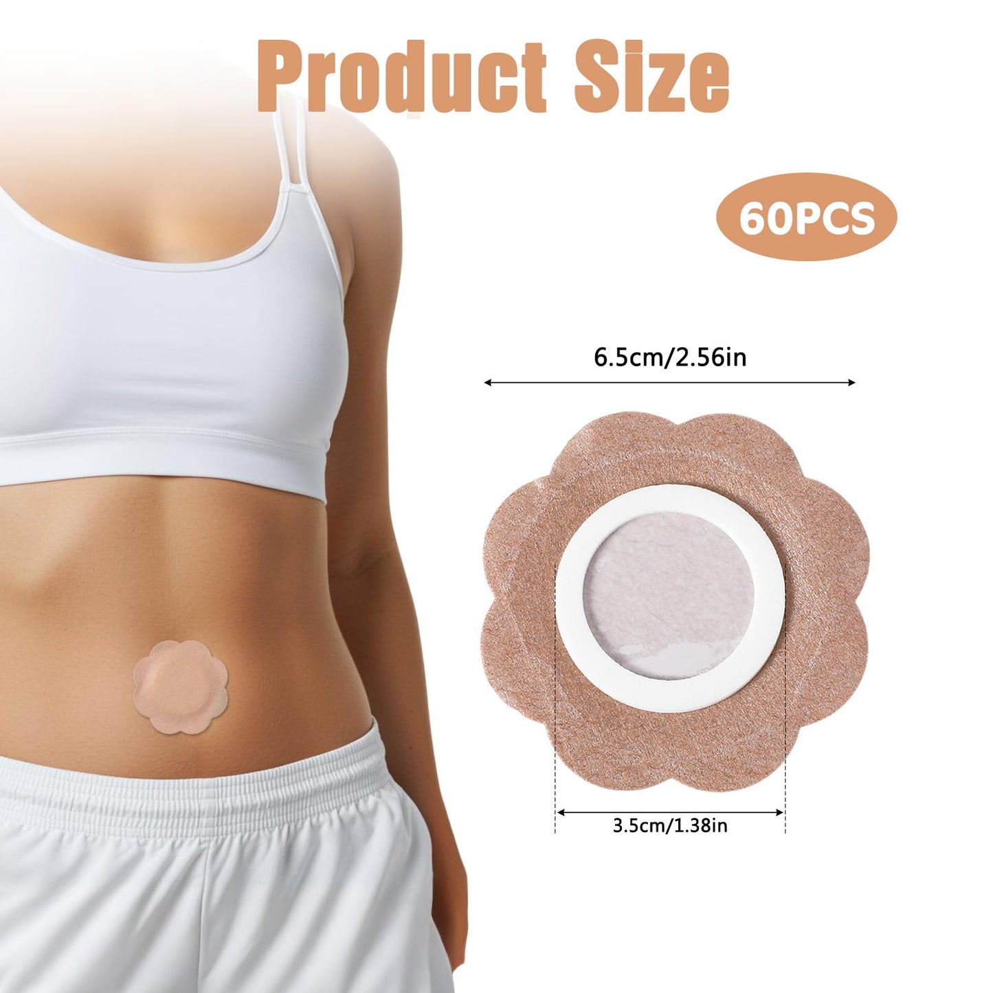 Guduling 60 Pcs Disposable Castor Oil Patches,Flower-Shaped Castor Oil Navel Patch,Self-Adhesive & Waterproof Belly Button Patches for Relaxation