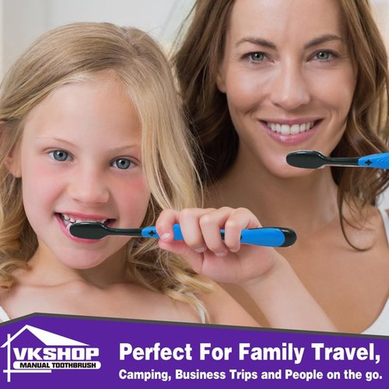 VKshop 100 Bulk Charcoal Toothbrushes, Individually Wrapped Travel Toothbrush Set for Adults Kids, Disposable Manual Toothbrushes Set (4 Colors)