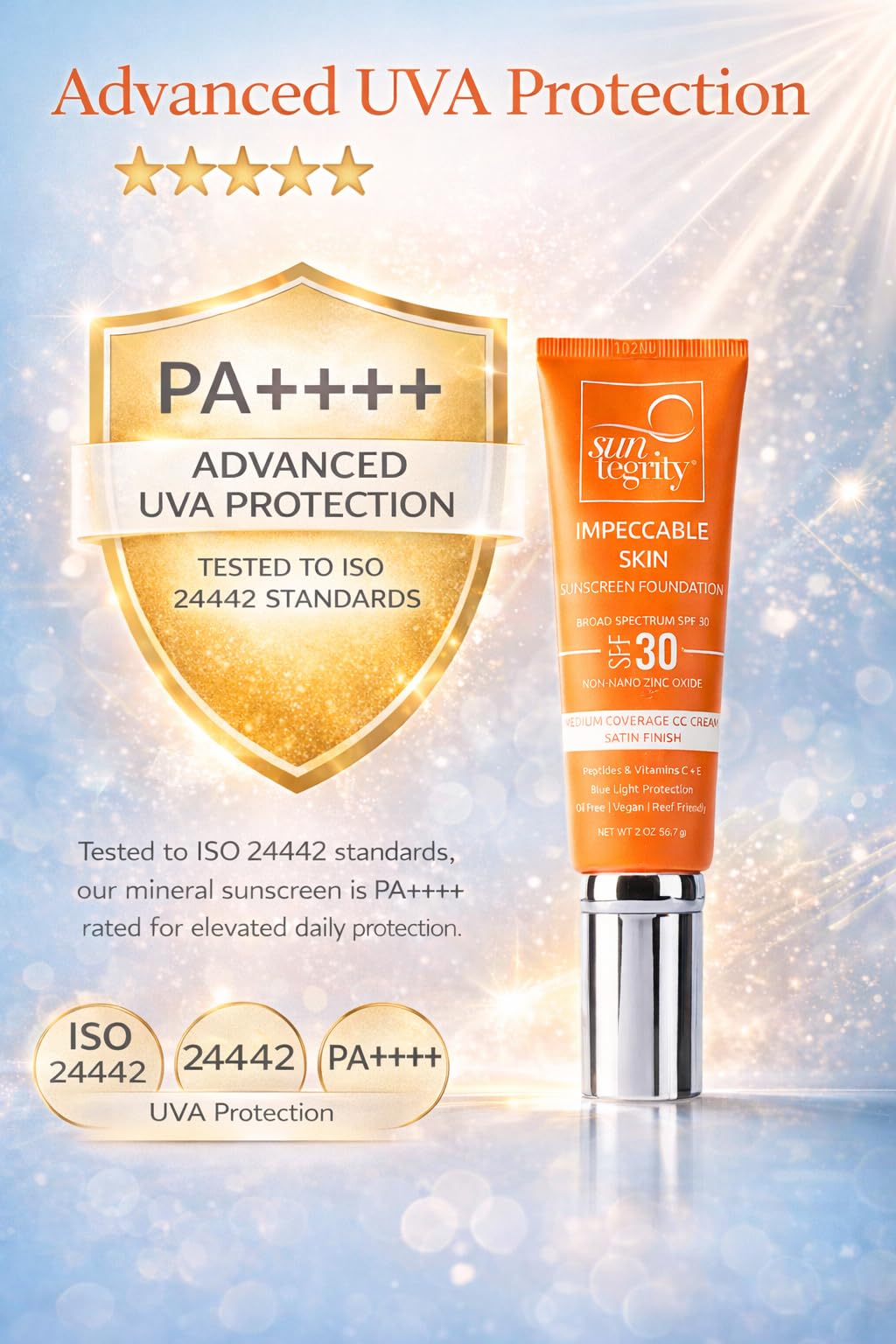 Suntegrity Impeccable Skin - Tinted Sunscreen, Broad Spectrum SPF 30 (Ivory) - 2 oz