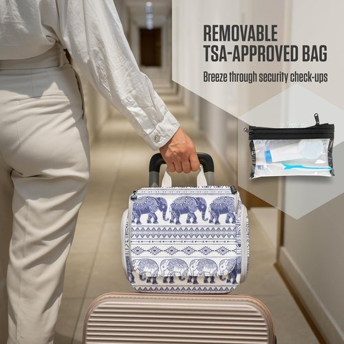 VENTURE 4TH Hanging Travel Toiletry Bag for Women & Men - Travel Organizer with Expandable Compartments & Removable Clear Pouch for Toiletries (Blue Elephant)