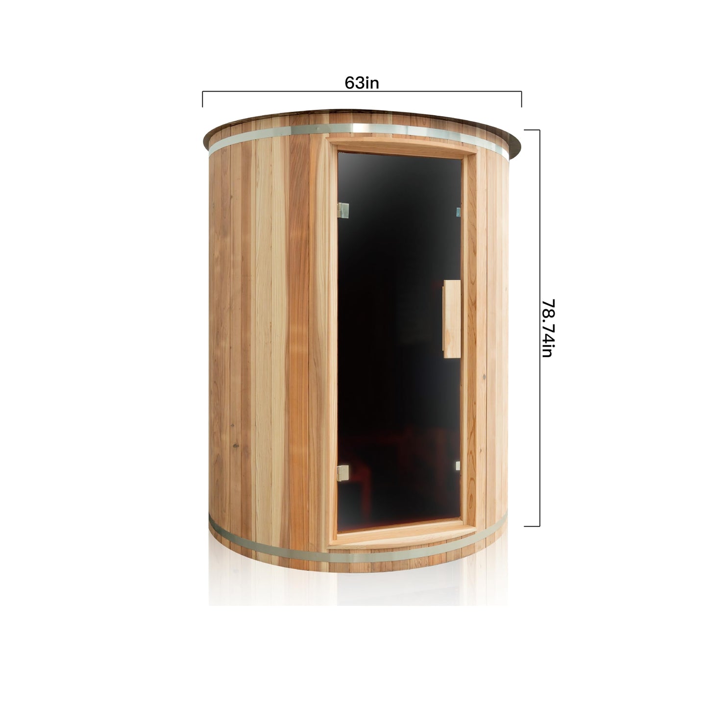 78"H Vertical Barrel Outdoor Sauna, 4-Person Traditional Japanese Cedar Wood Sauna with 6KW ETL-Certificated Heating Stove, Professional Grade Home Garden Spa, 5-Color LED Lights & Tempered Glass Door