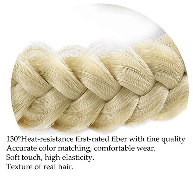 STHEJFB Braid Headband 2 3 Strands combinations Messy Wide Chunky Fluffy Elastic Stretch Hairpiece Braided Headband Women Girl Beauty accessory (sunk Issed honey blonde)