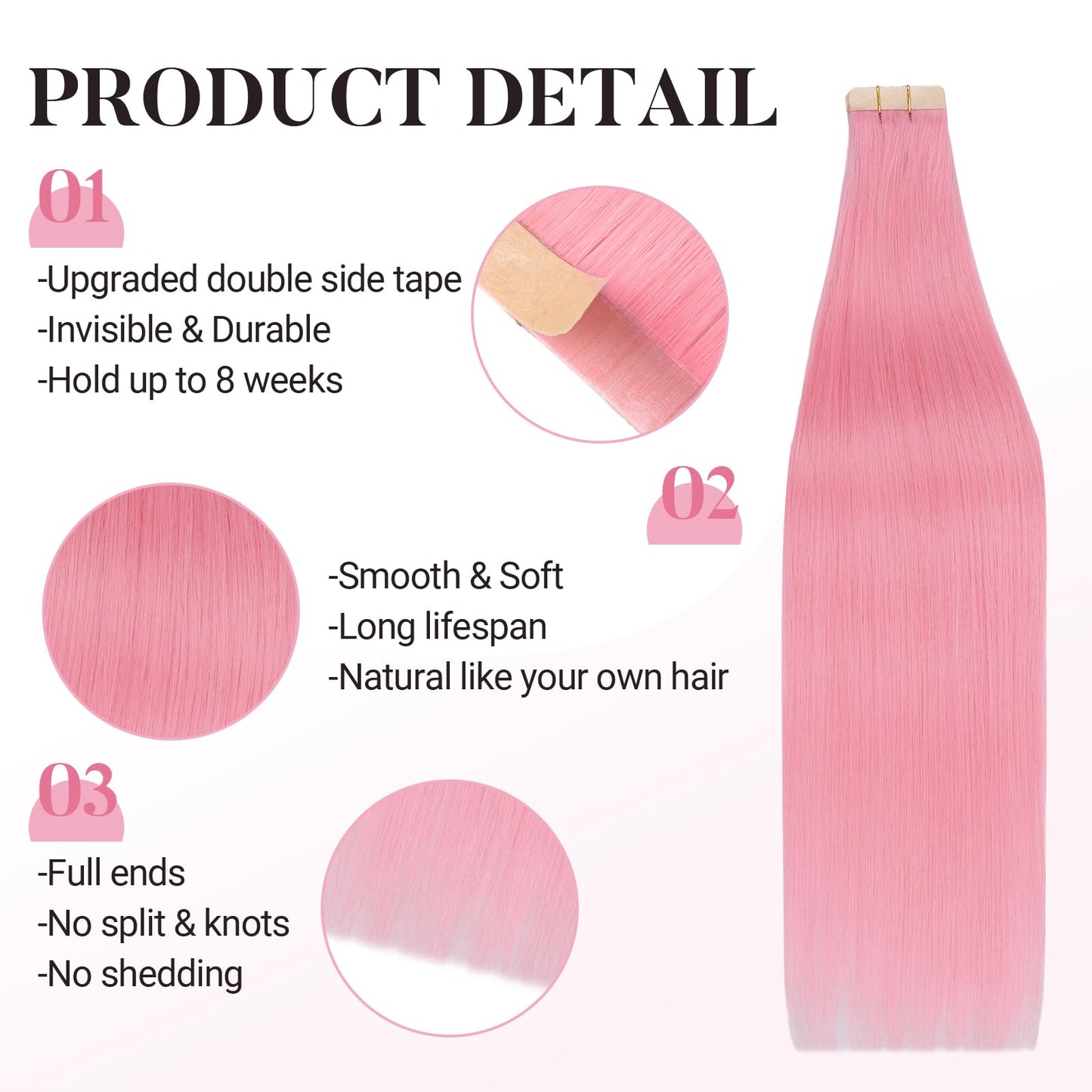 MAXITA Tape in Hair Extensions Human Hair Peach Pink Tape in Extensions 14 Inch 10pcs 25g Remy Invisible Silky Straight Colored Soft Real Human Hair Tape ins Natural Hair Extensions