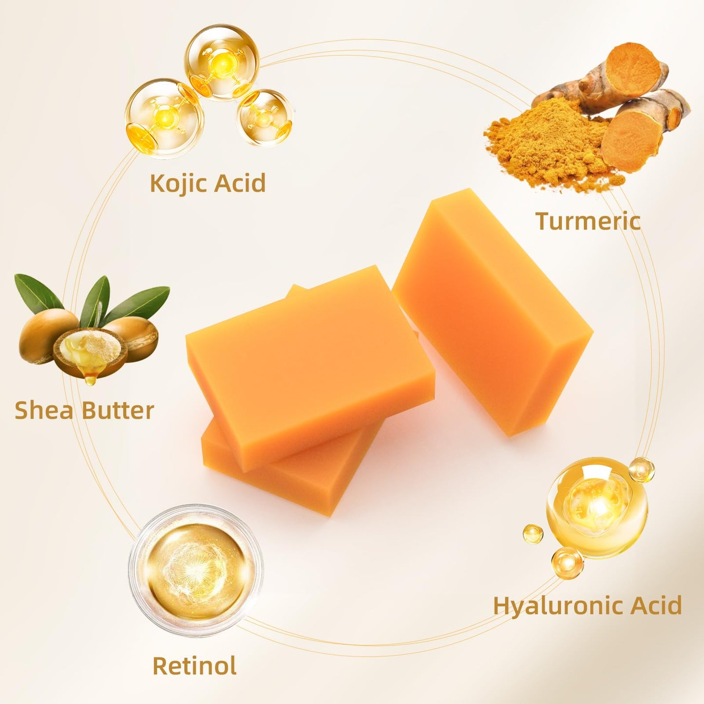 HOYEHOLA Kojic Acid Turmeric Soap Bar - Dark Spot Remover for Face Even Skin Tone, Moisturizing & Nourishing Natural Ingredients 2Packs