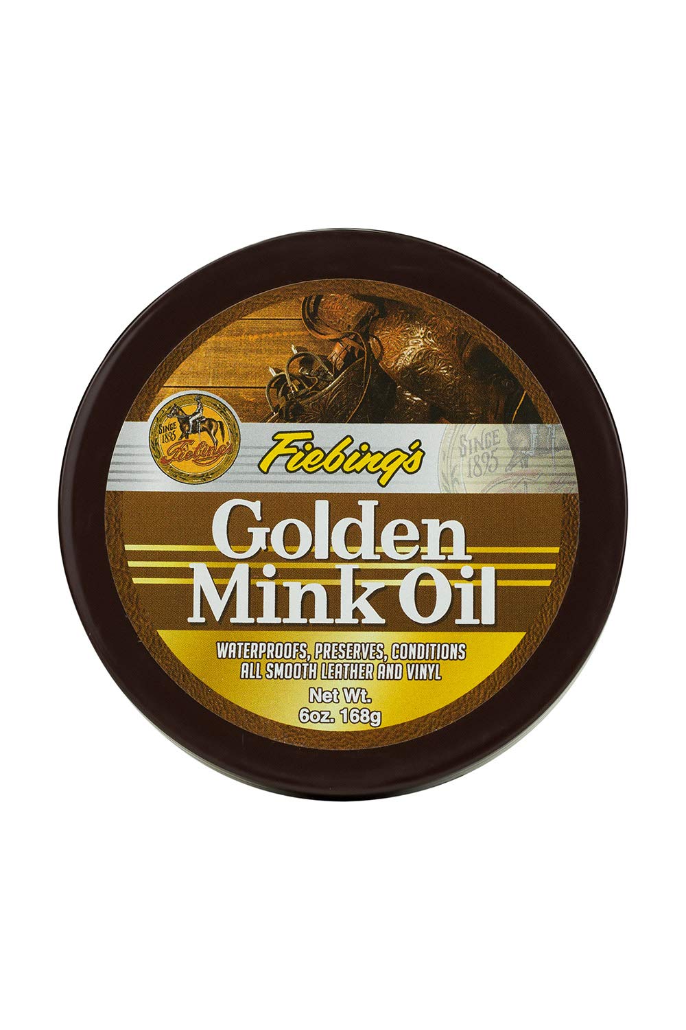 Fiebing's Golden Mink Oil for Leather Boots (6 oz) - Leather Cleaner & Conditioner - Waterproof, Preserve, Soften All Smooth Leathercraft & Vinyl - Prevents Salt Stains - Use On Couch, Shoe, Purse