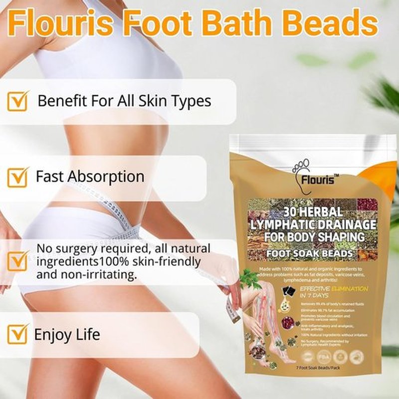 Flouris 30-Herb Shaping Detox Foot Bath Beads, Professional Body Detox Foot Soak Beads, Flourish Herbal Detox Foot Soak Beads, Detox and Shaping Cleansing Foot Soak for Men and Women (1 Pack) (2 pcs)