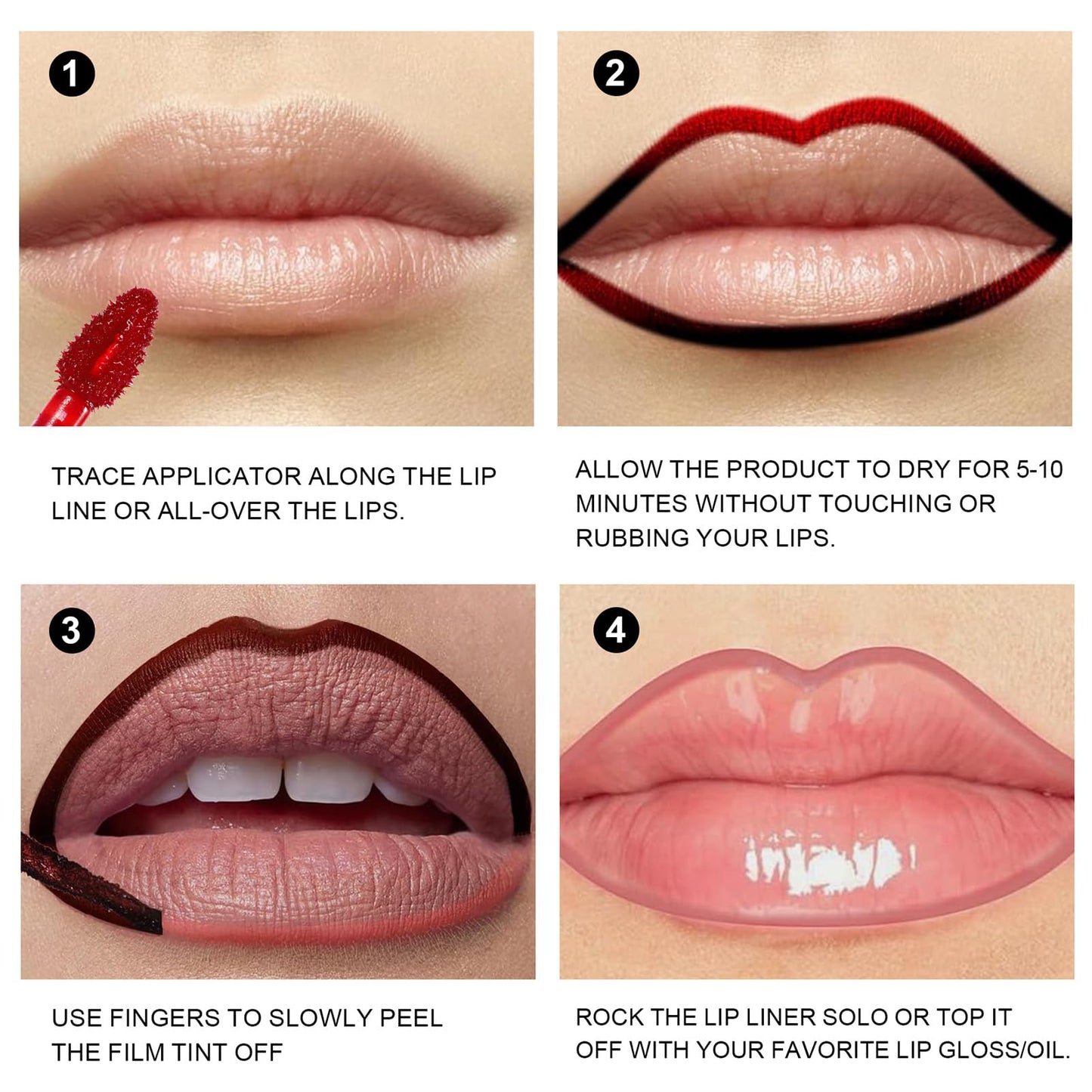 3 Colors Peel Off Matte Lip Liner Stain, Long Lasting Natural Peel Off Tattoo Lip Stain, Waterproof Non-Stick Cup Lip Tint Peel Off Lip Gloss, Mother's Day Lip Makeup Gifts for Women-04#05#06#