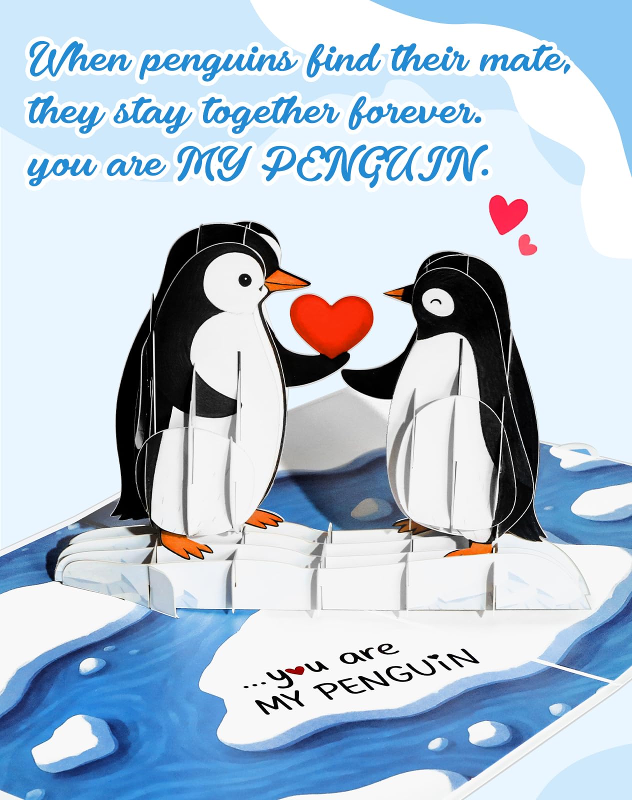Coralogo Pop Up Anniversary Card - "You Are My Penguin" 3D Romantic Anniversary Pop Up Card Cute Valentines Day, Birthday, Wedding Cards with Envelope Gift for Her, Him, Wife, Girlfriend, Boyfirend, Husband