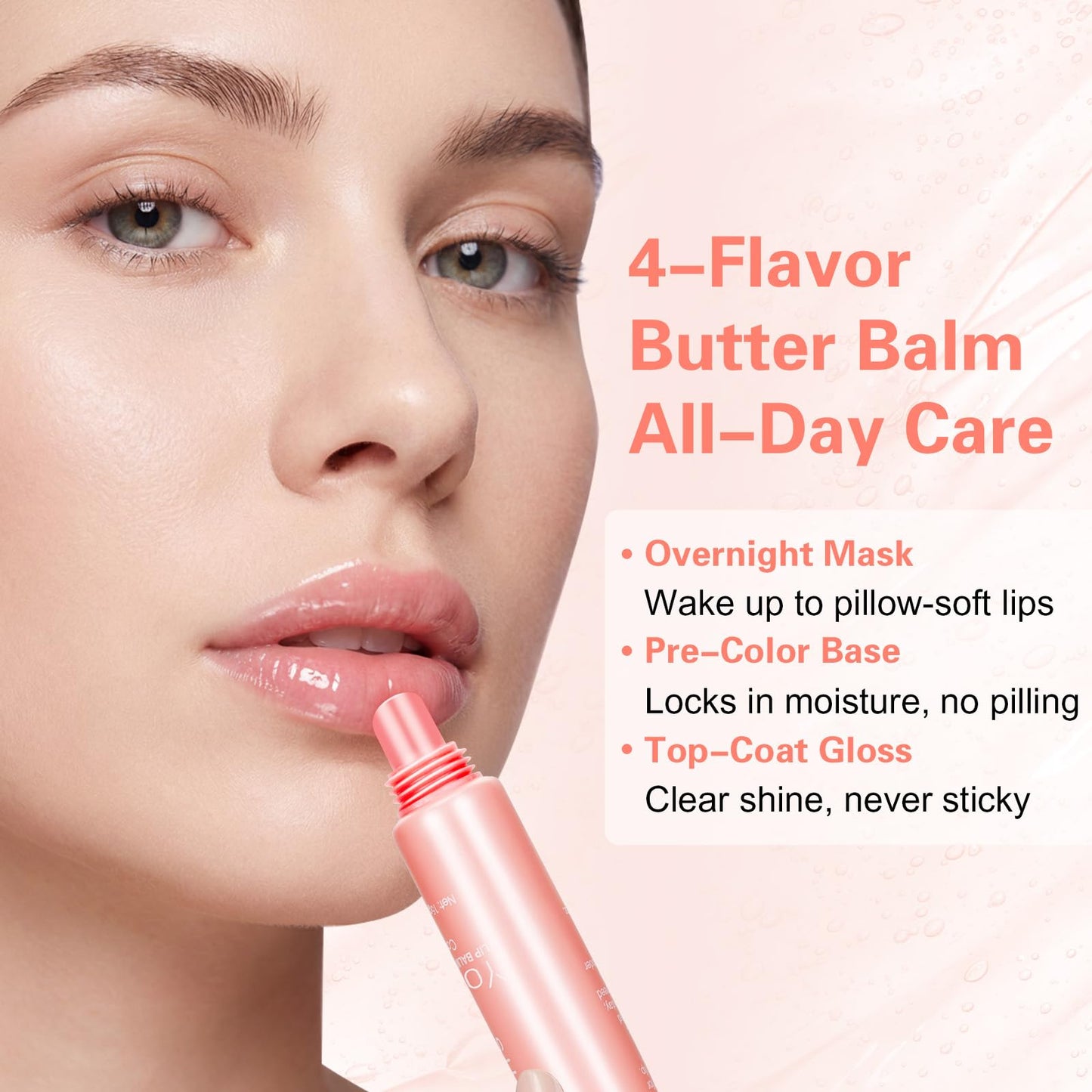 4 PCS Summer Lip Glossy Butter Balm Set, Tinted Lip Balm Long-Lasting Hydrating and Moisturizer, Glitter Lip Glossy Soften Dry Lips and Lip Care, Christmas, Birthdays Gifts for Women and Teen Girls