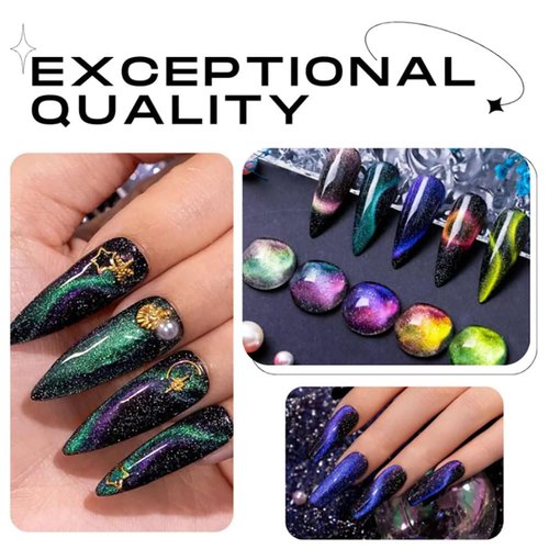 HAGUAN Cateyeslay Magnetic Gel Polish, Magnetic Gel Polish Cat Eye, CatEyeSlay Cat Eye Magnetic Nail Polish, Cat Eye Gel Nail Polish Set, For Home DIY Manicure Varnish Art Design (04)