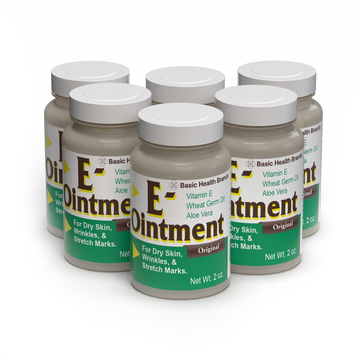 Basic Brands - Vitamin E Ointment - 2 oz - Moisture Enhancing - Can Help Reduce Appearance of Scars, Stretch Marks, Fine Lines & Wrinkles - 6-Pack