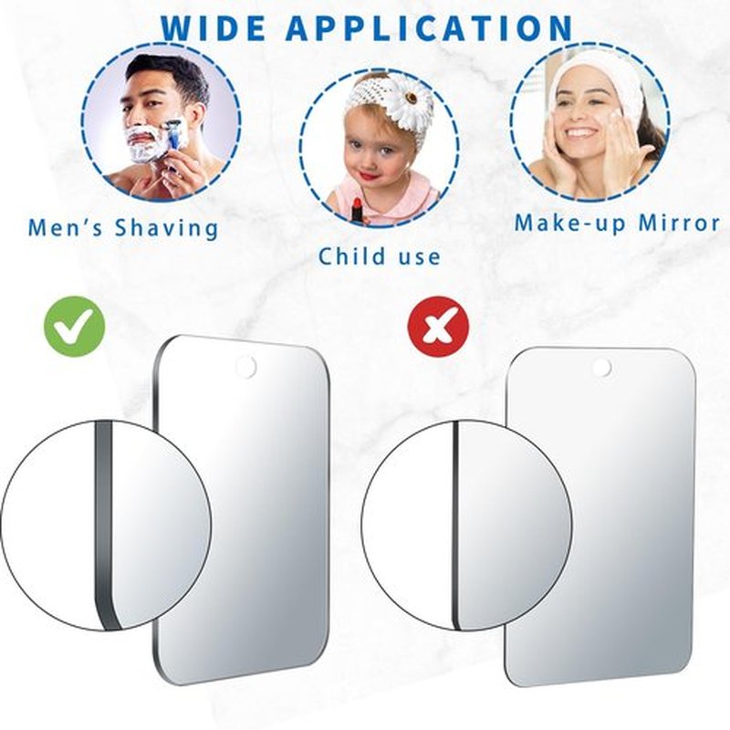 quegau Shatterproof Shower Mirror for Shaving with Hook (Small 5 x 6 inch) 40% Cheaper Than The Original,Unbreakable Deluxe Plexiglass Makeup Mirror,Bathroom Wall Hanging,Portable Handheld Camping