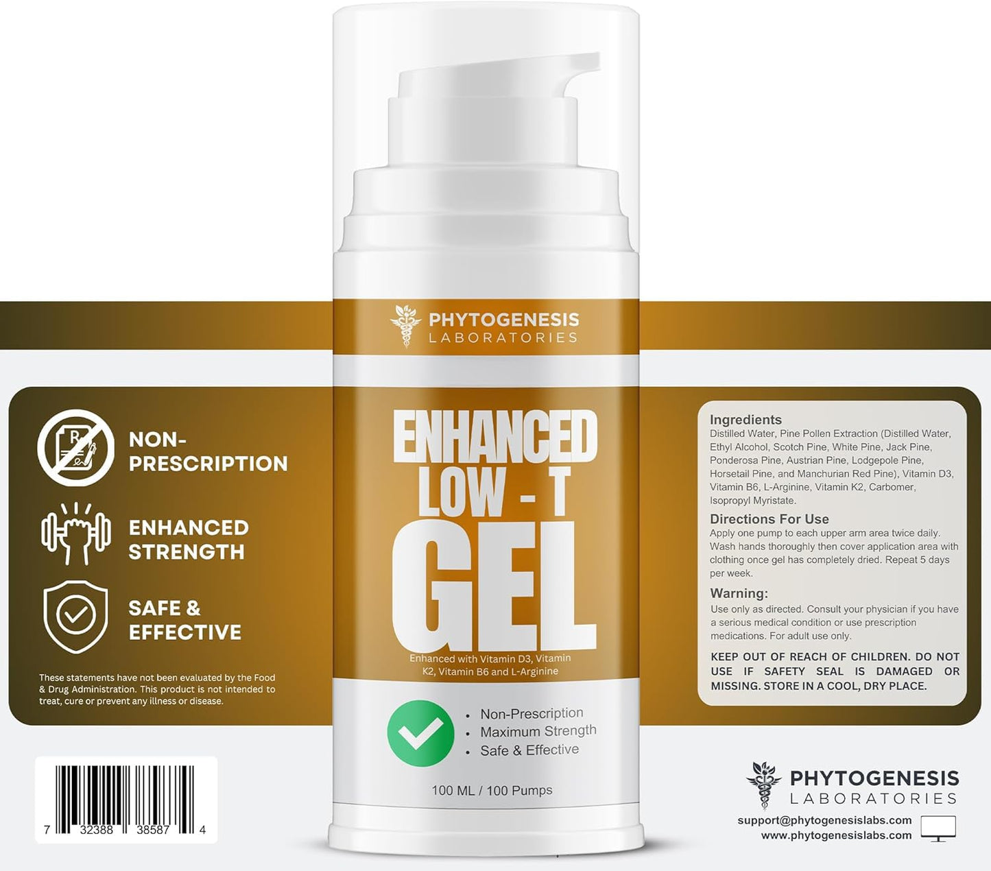 Phytogenesis Enhanced Men’s Wellness Gel, Low T Support for Men