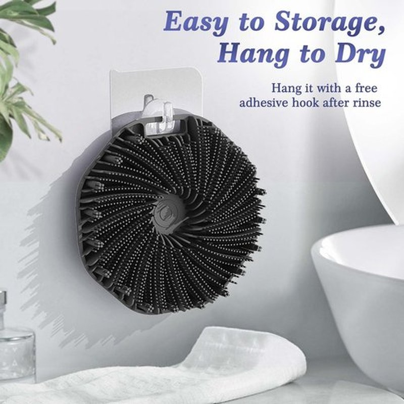 ManmiHealth 2 PCS Silicone Body Scrubber Shower Brush, Upgrade Super-Exfoliating Shower Scrubber with Non-Slip Hand Strap, Silicone Body Buffer for Use in Shower with a Free Hook (Black*2)