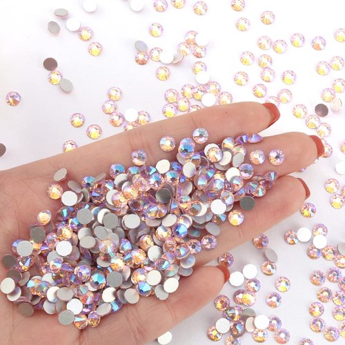 Rhinestones Novani Rhinestones for Crafts Glass Crystals Nail Rhinestones Flatback Nail Gems and Rhinestones for Nails Art Makeup Face Clothes Shoes Decoration DIY(SS8,1440pcs,Pink AB)