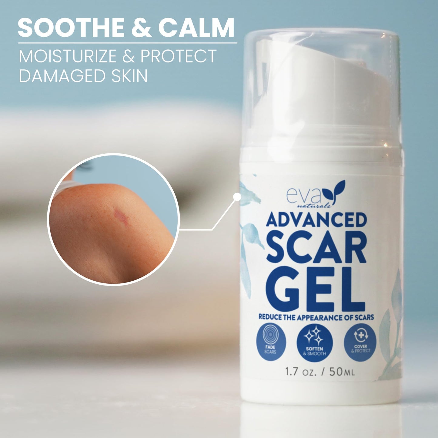 Eva Naturals Advanced Scar Gel for Surgical Scars, Reduces The Appearance of Old & New Keloid, C-Section, Acne Scars, Retinol & Allantoin, Scar Treatment for Surgical Scars & Keloid Scar Treatment