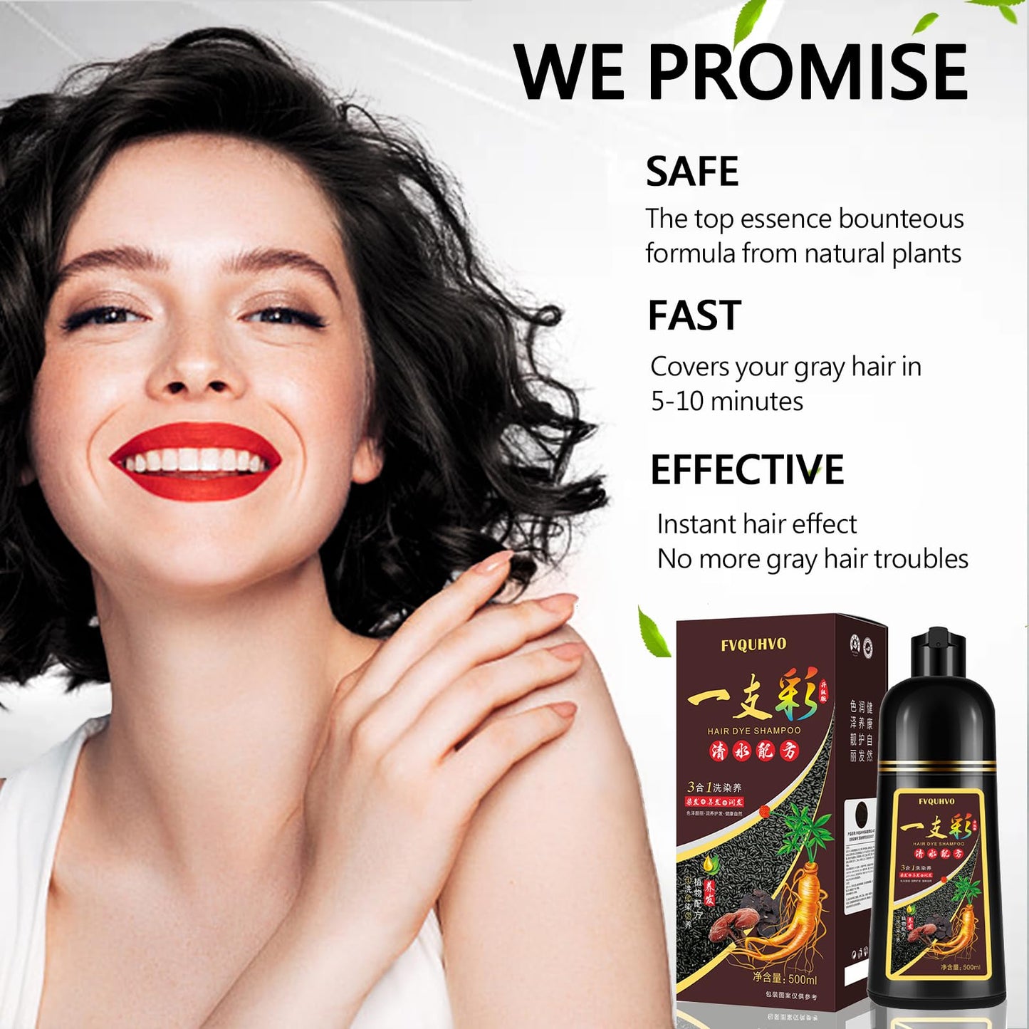 Onilyua Instant 500ml Chestnut Brown Hair Color Shampoo for Men & Women | Plant Formula, 3 in 1 Natural Hair Coloring Shampoo, Permanent Hair Dye 17.6 Fl Oz