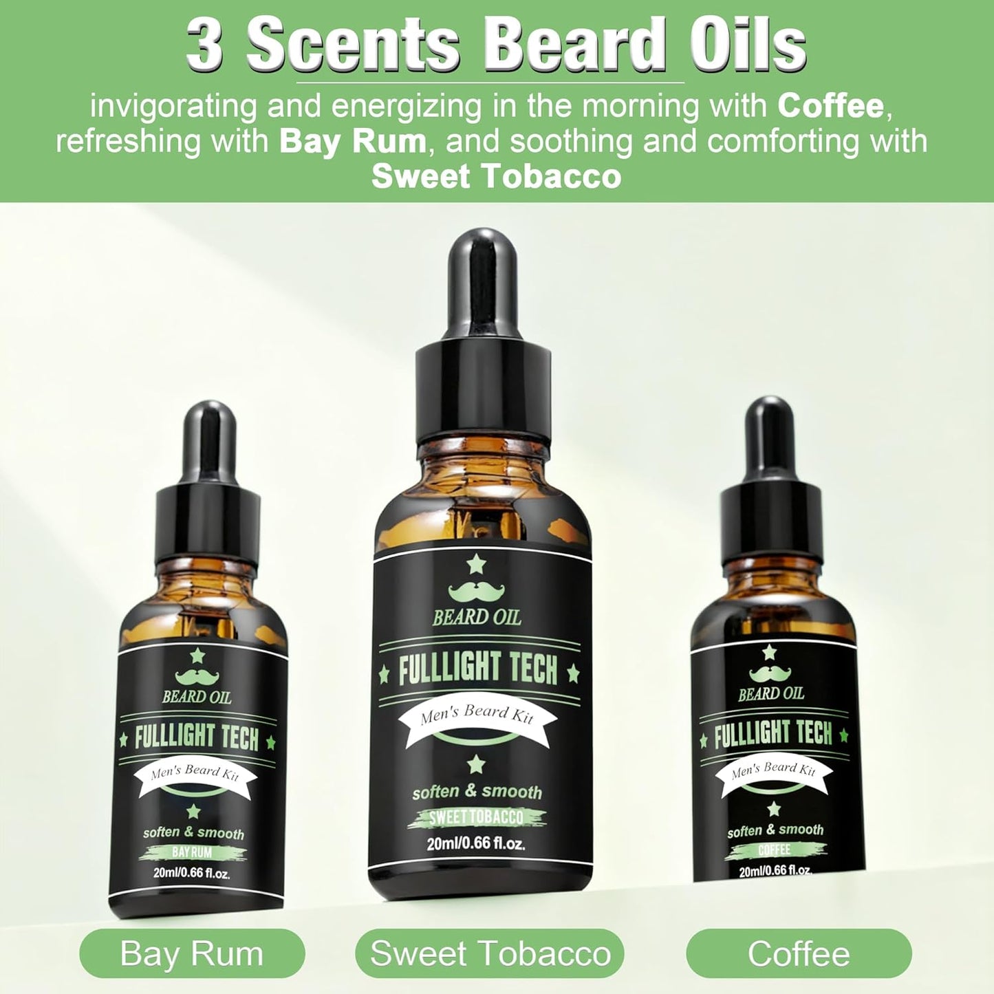 Beard Grooming Kit for Men - 3 Scented Oils, Shampoo & Balm | Perfect Dad Birthday Gift, Stocking Stuffer