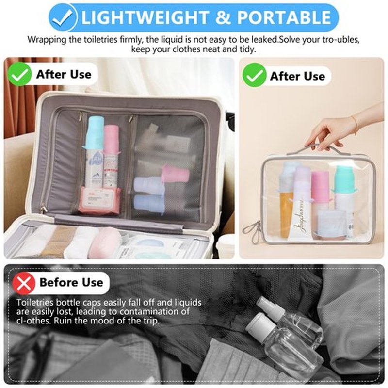 8 Pack Silicone Bottle Covers,Travel Essentials for Women,Travel Size Toiletries,Elastic Sleeves for Leak Proofing,Travel Accessories, Cruise Ship Essentials,Cruise Must Haves,Cruise Essentials