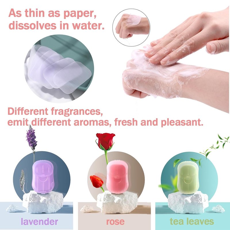 Hand Washing Soap Sheets - 200 Sheets for Travel & Outdoor | Portable Hiking Soap Paper