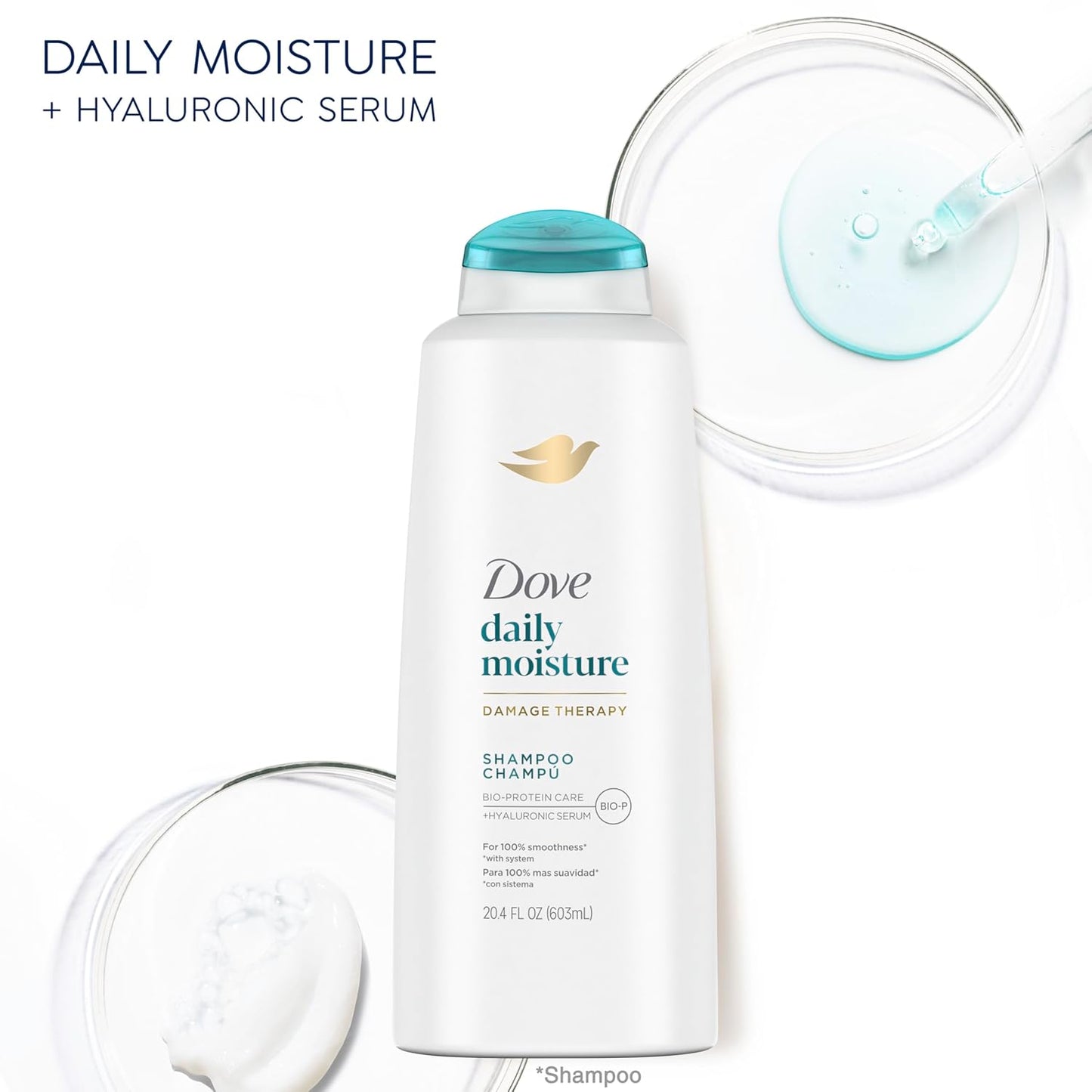 Dove Damage Therapy Shampoo 6-Pack, Coconut & Hydration, 24H Hydration for Revitalizing Dry, Damaged Hair, 12 Oz Ea