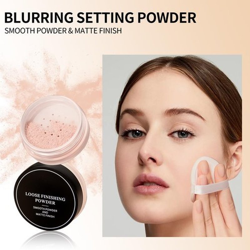 Erinde Blurring Setting Powder, Loose Face Powder with Finishing Powder Puff, Matte Finish, Lightweight, Long-Lasting, Soft Focus Natural Face Makeup for Uneven Skin Tone, Natural