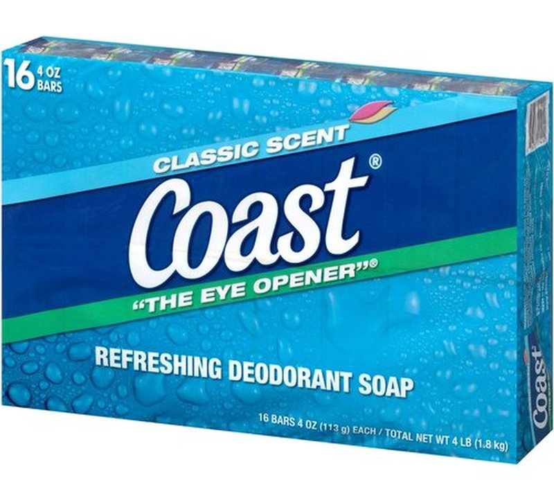 Coast Refreshing Deodorant Soap - Bar Soap with Thick Rich Lather - Clean Rinsing Formula for Fresh, Non-Dry Skin - Classic Scent - 16 x 4 oz