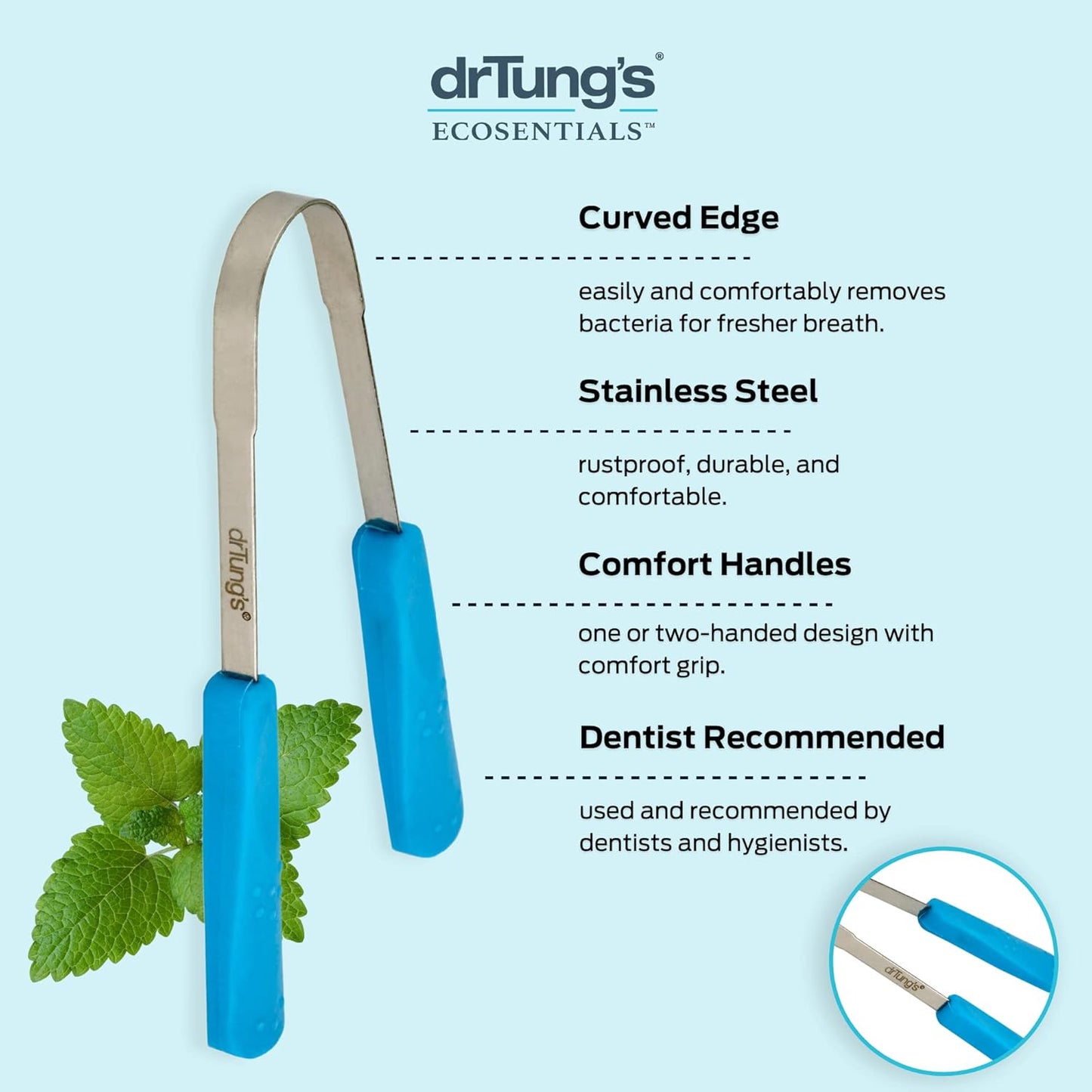 Dr. Tung's Stainless Steel Tongue Cleaner - Pack of 4 for Fresh Breath