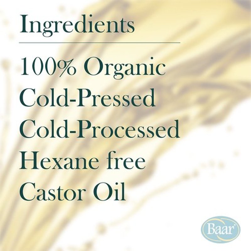 Baar Organic Castor Oil - 32 Oz. - Cold Pressed! Hexane Free! Castor Oil for Hair, Eyelashes, Eyebrows, Skin, Eliminations, and Many More! - Exclusive Palma Christos® Brand