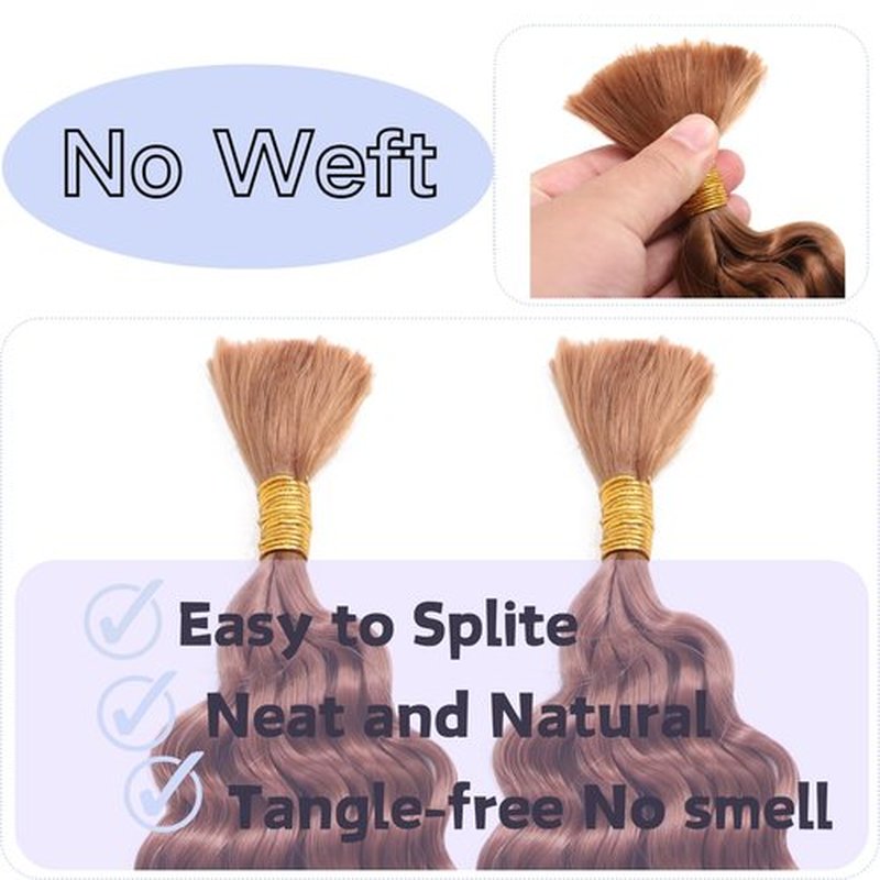 Deep Bulk Hair For Braiding Hair Wet And Wavy Deep Wave Bulk Hair 20inch Quality Synthetic Micro Braiding Hair Extensions for Boho Braids No Weft 20inch 200g,2Pack 30#