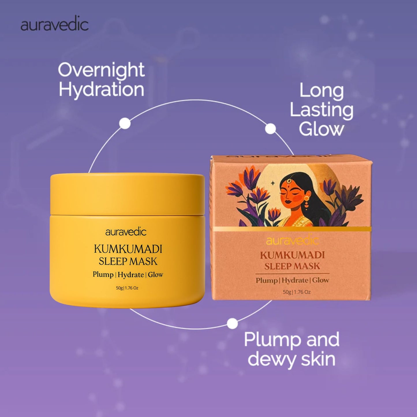 Auravedic Kumkumadi Overnight Face & Sleeping Mask | Deep Hydration & Plumping Night Treatment for Radiant-Looking Skin | Ayurvedic Face Mask for Dull, Dry Skin | 1.76 Oz (50g)