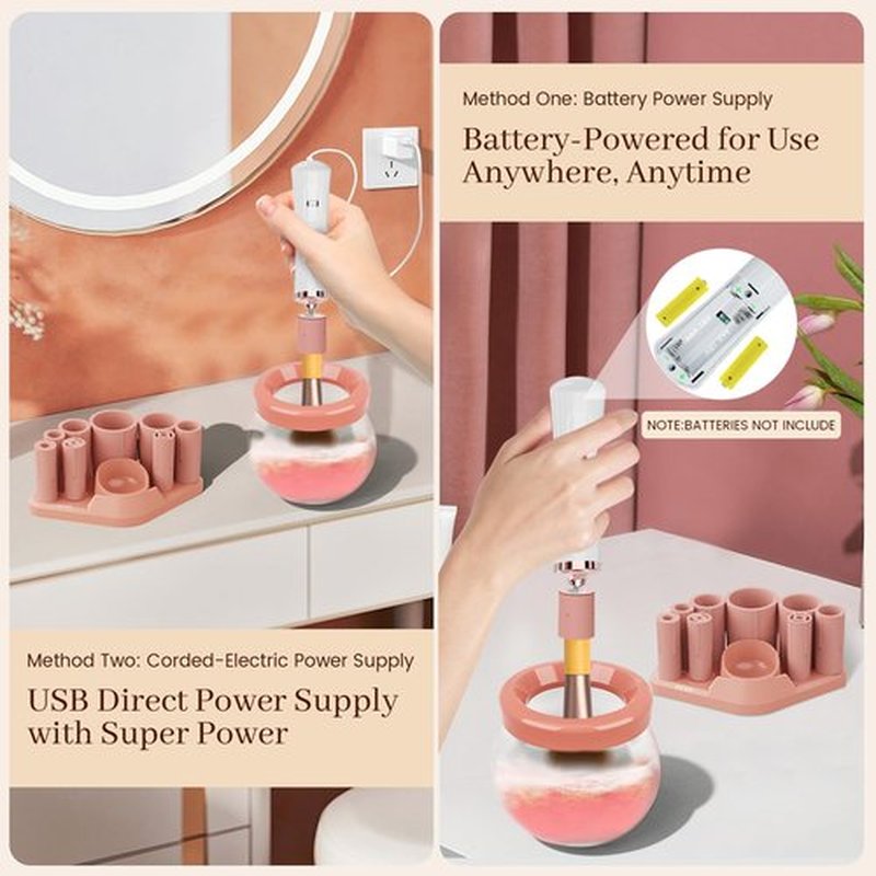 RICRIS Electric Makeup Brush Cleaner Machine - Ultra Fast USB Make Up Brush Washer and Dryer - Automatic Cosmetic Brush Cleanser Tool Clean and Dry in Seconds for Beauty Women, Girls